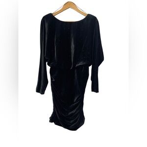 Women’s Aidan Mattox Long Sleeve Boat Neck Cowl Back Velvet Mini Dress